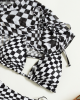 3 Piece Black & White Racer Checkered Swimsuit Set