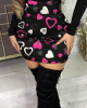 Long Sleeve Top & Sweet Heart Print Suspender Skirt Set
