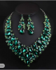 Green Aura, Gold, and Rainbow Crystal Bridal Jewelry Sets