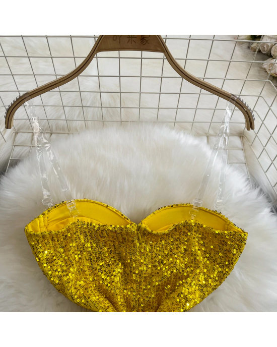 Yellow Sequined Party Dress 