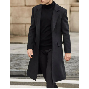 Men's Movie Star Looks Black Trench Coat  