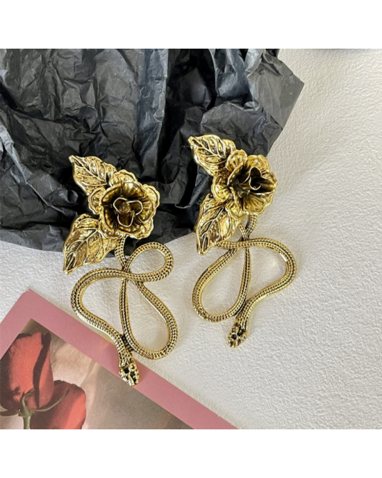 Snake Rose Big Statement Earrings Snake Rose Big Statement Earrings