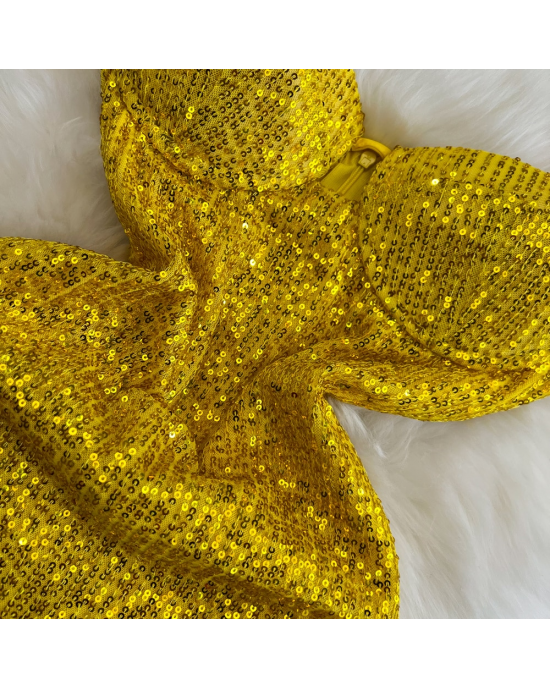 Yellow Sequined Party Dress 