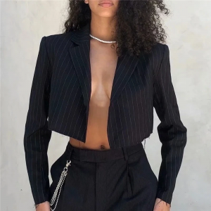 Pin Striped Suit Cropped Blazer Pin Striped Suit Cropped Blazer