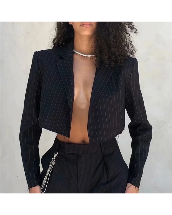 Pin Striped Suit Cropped Blazer Pin Striped Suit Cropped Blazer