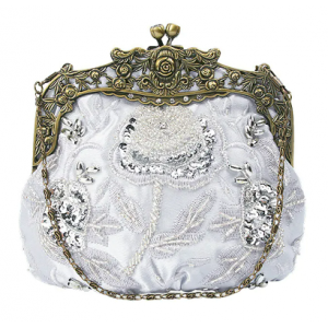 Vintage Beaded Sequined Clutch and Chain Hand Purse