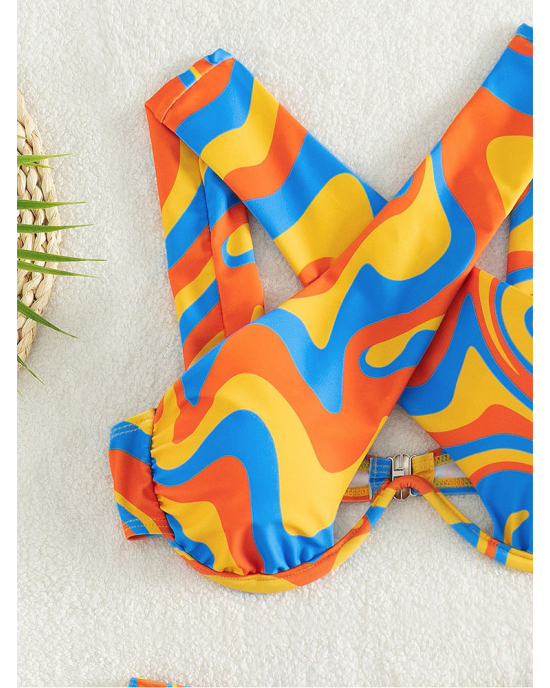 Sexy Underwire Orange Wave Bikini Set