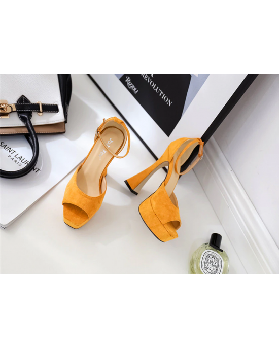 Colombian Yellow Platform Pumps High Heels