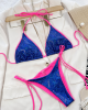 Blue And Pink Sparkly Glistening Thong Bikini 