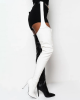 Knee High Black And White Stiletto High Heel Boots