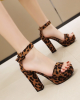 Leopard Print Open Toe High Heels
