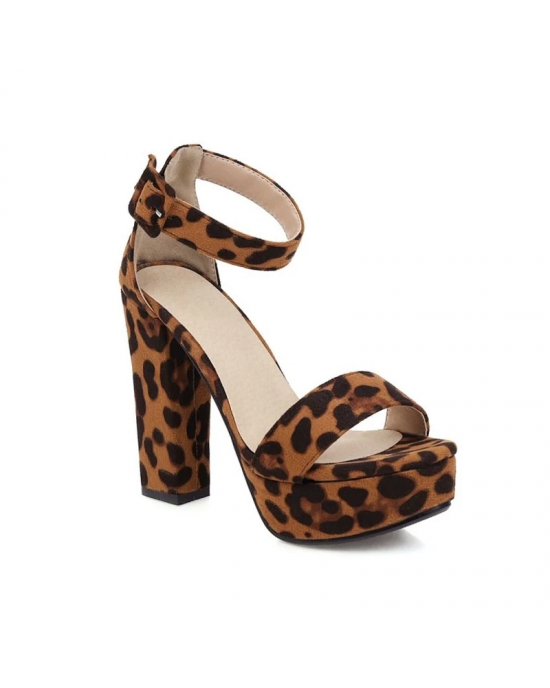 Leopard Print Open Toe High Heels