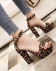 Leopard Print Open Toe High Heels