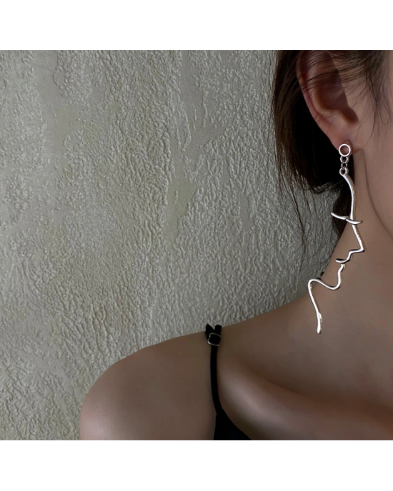 Retro Abstract Art Outline Face Earrings  Retro Abstract Art Outline Face Earrings