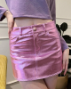 Pink Metallic High Waist Mini Skirt