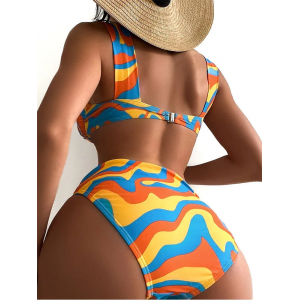 Sexy Underwire Orange Wave Bikini Set Sexy Underwire Orange Wave Bikini Set