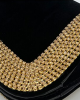Black Velvet Gold Rhinestone Dress Clutch Purse