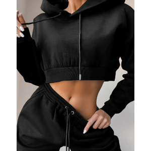 Women's Crop Top Hoodie Tracksuit Pant Set Women's Crop Top Hoodie Tracksuit Pant Set