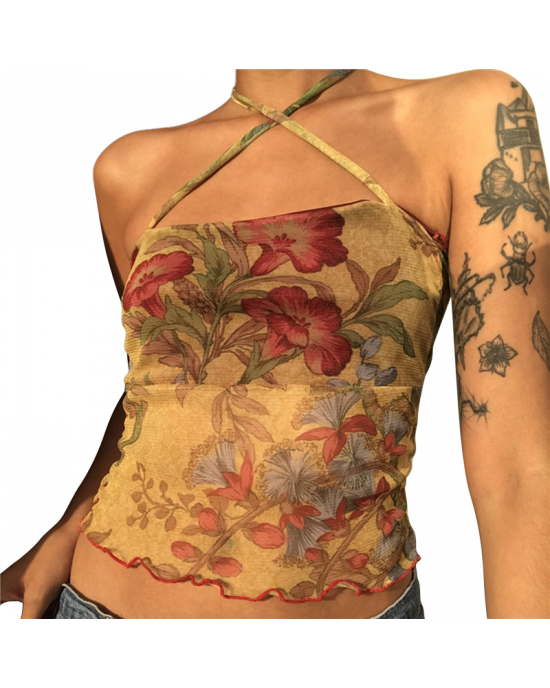 90s Influence Floral Halter Top