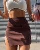 High Waist High Slit Mini Skirt
