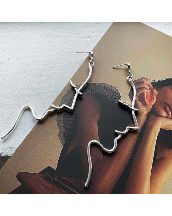 Retro Abstract Art Outline Face Earrings  Retro Abstract Art Outline Face Earrings