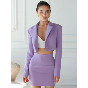 Matching Cropped Blazer Jacket And Mini Skirt Set Matching Cropped Blazer Jacket And Mini Skirt Set