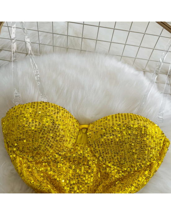 Yellow Sequined Party Dress 