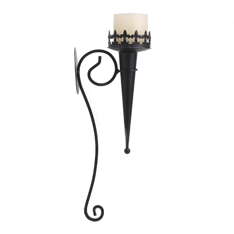 2Pcs-European-Style-Iron-Art-Wall-Hanging-Candle-Holder-Gothic-Torch-Pillar-Teal