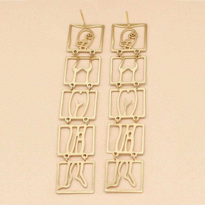 Abstract-Gold-Tone-Lady-Silhouette-Long-Earrings-For-Women-2022-Artsy-INS-Outlin