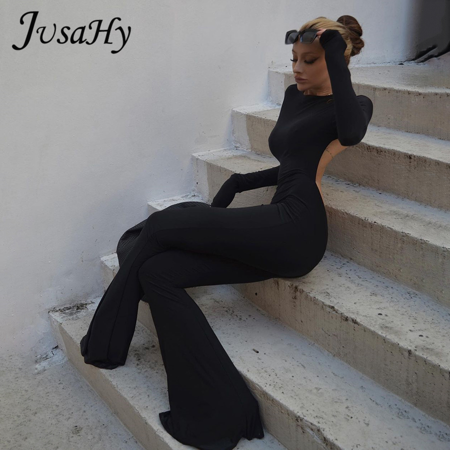 JuSaHy-Summer-Y2K-Solid-Black-Basic-Bodysuit-for-Women-Fashion-Long-Sleeves-Halt