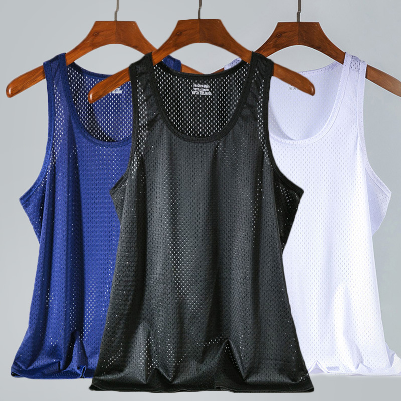 Mens-Mesh-Vest-Ice-Silk-Quick-drying-Bodybuilding-Fitness-Muscle-Sleeveless-Narr