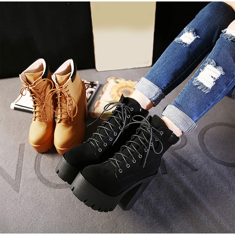 New-2020-Platform-Ankle-Boots-Women-Autumn-Lace-Up-Thick-High-Heel-Ladies-Woman-