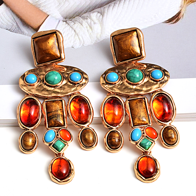 New-Vintage-Metal-Colorful-Stone-Earrings-High-quality-Crystal-Dangle-Long-Drop-