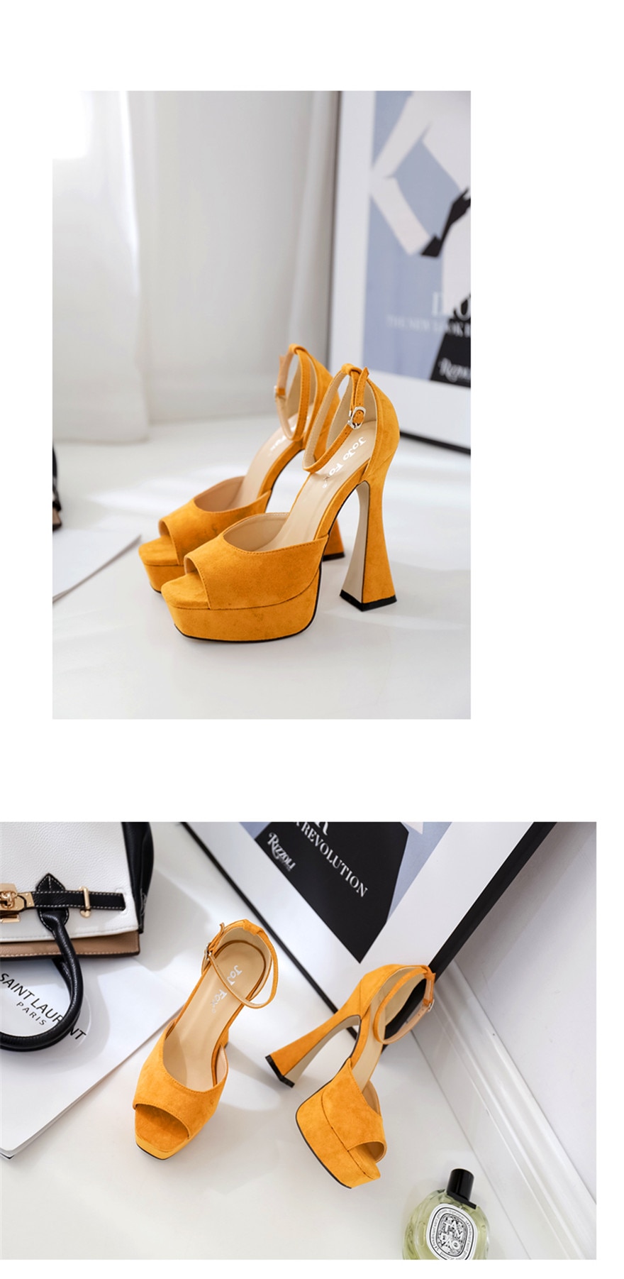 Peep-Toe-Concise-Flock-Female-Sandals-2022-Summer-High-Heels-Shoes-Ankle-Buckle-