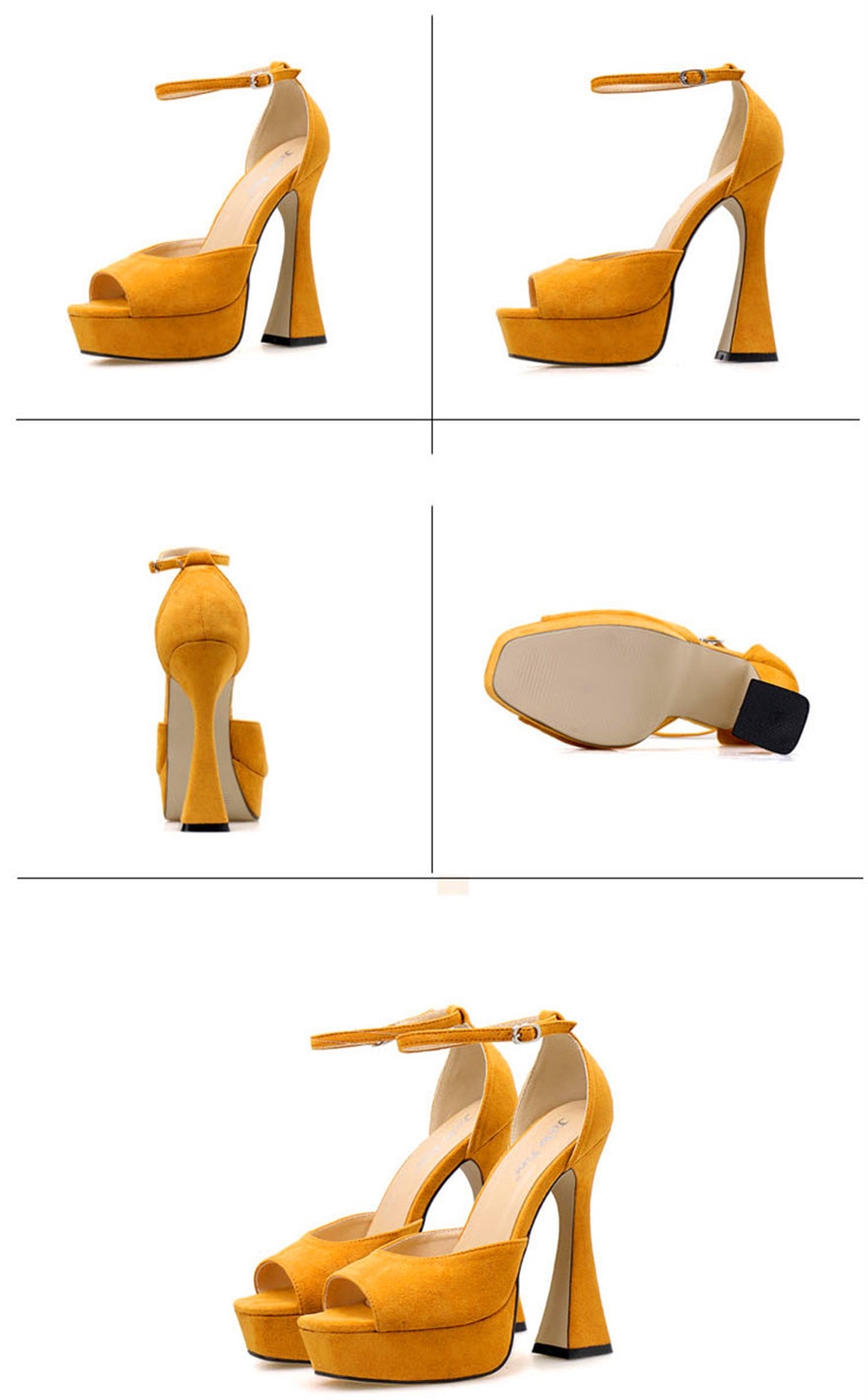 Peep-Toe-Concise-Flock-Female-Sandals-2022-Summer-High-Heels-Shoes-Ankle-Buckle-