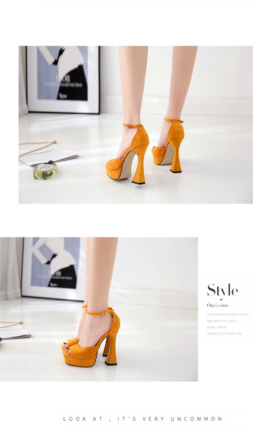 Peep-Toe-Concise-Flock-Female-Sandals-2022-Summer-High-Heels-Shoes-Ankle-Buckle-