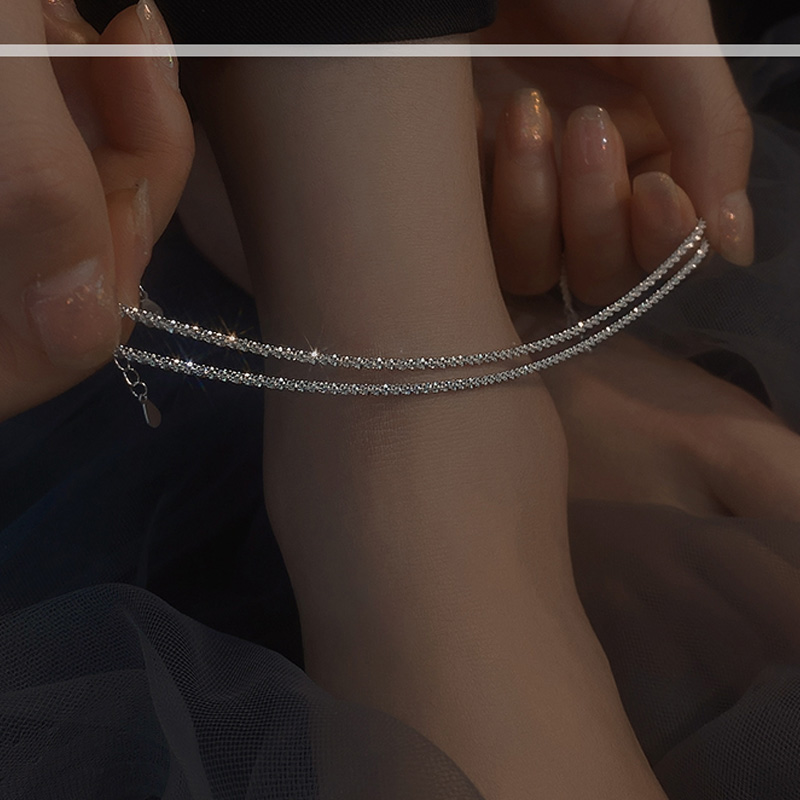 Sparkling-Gypsophila-Anklet-925-Sterling-Silver-Adjustable-Chain-Simple-Fashion-