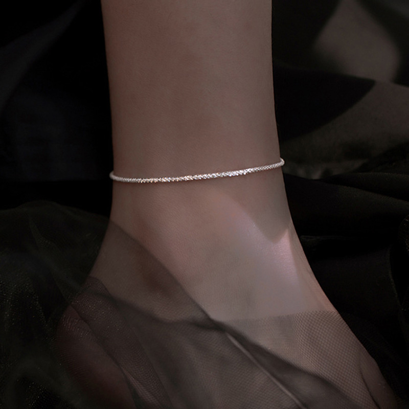 Sparkling-Gypsophila-Anklet-925-Sterling-Silver-Adjustable-Chain-Simple-Fashion-